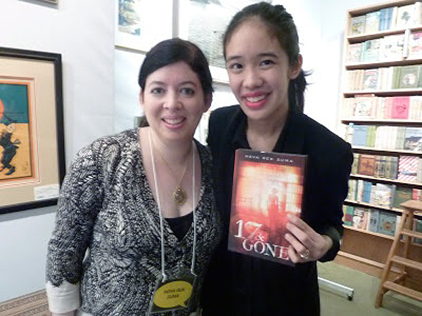 (During the Books of Wonder mega-signing, meeting a reader, Alexa! Photo courtesy of Alexa.)